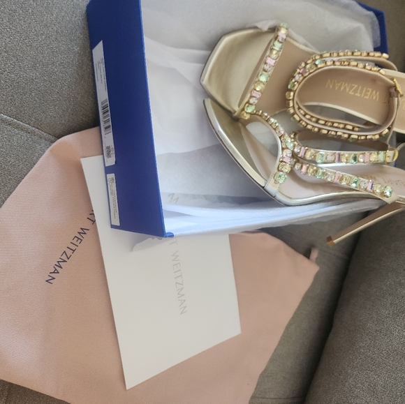 Stuart Weitzman Jaide 100 Gem Sandal 10 40.5 metallic - Picture 3 of 10